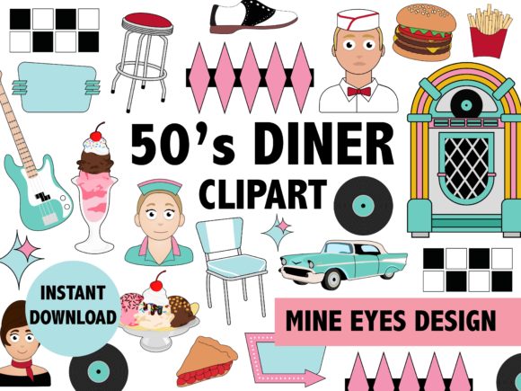 50s Diner Clipart for Creative Projects