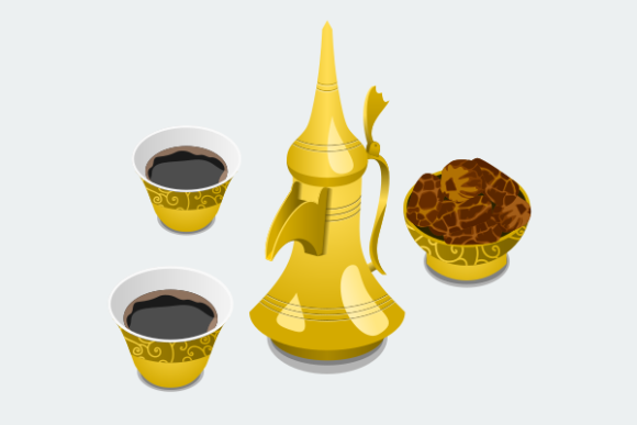 Arabian Coffee and Dates in a Bowl: A Cultural and Visual Delight