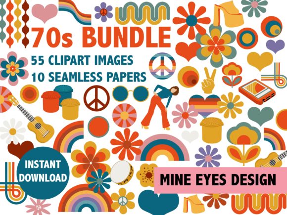 Big 70s Clipart Bundle: Retro Design Made Easy