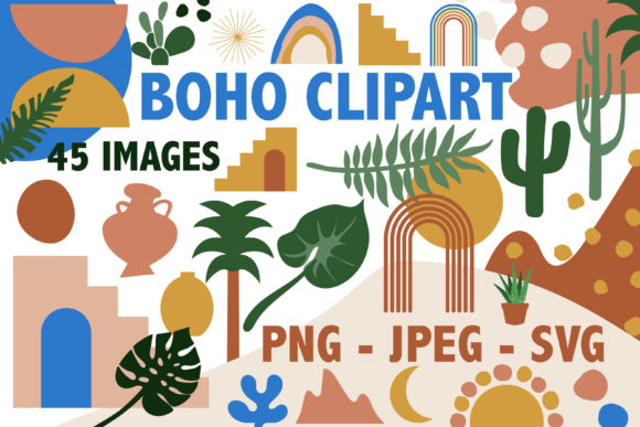Boho Design Elements - 45 Images: A Creative Resource for Every Project