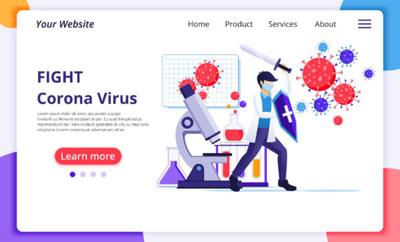 Doctor Fight Coronavirus Landing Page: A Modern Flat Design Concept for Digital Solutions