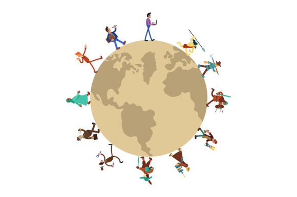 Humanity History Around World 2D Vector