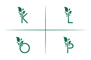 Klop Topography Letter Tree: A Green Eco Letter Logo with Leaf Design for Modern Branding
