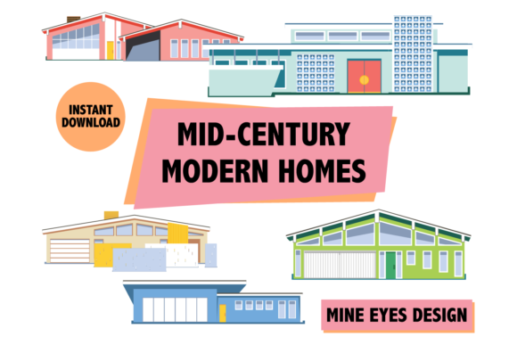 Mid Century Homes Illustrations