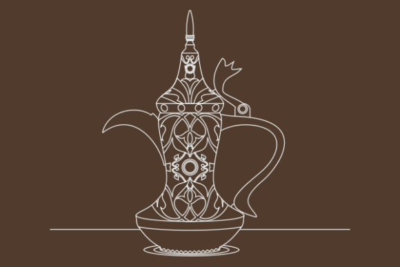 Outline Style Dallah Arabian Coffee Pot: A Versatile Design for Modern and Traditional Use