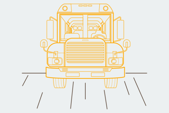 Outline Style Front View School Bus: A Versatile Design Element for Education and Transportation Projects