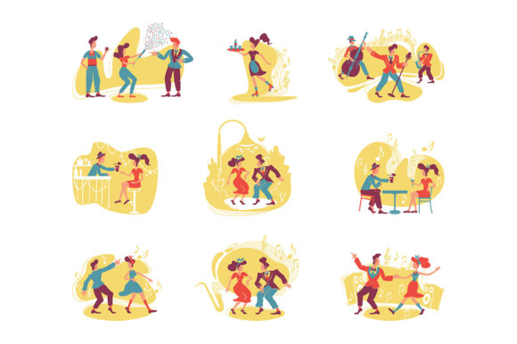 Retro Style Party 2D Vector Web Banner
