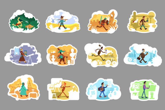 Time Period People 2D Vector Web Banner