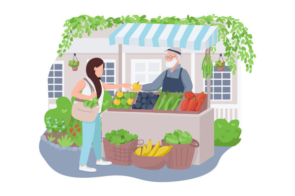 Vegetable Market 2D Vector Characters